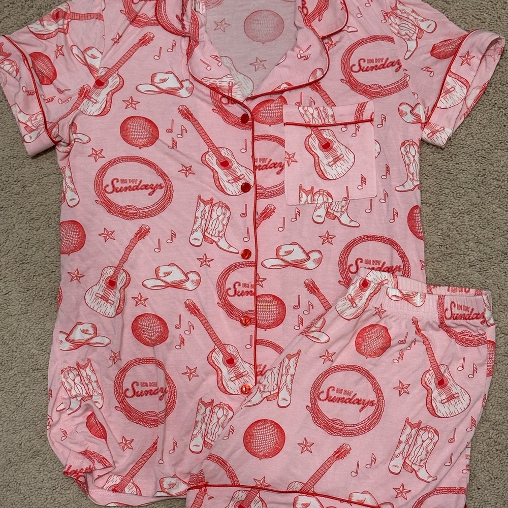 In My Sundays Pink Rodeo Print Pajama Short Set